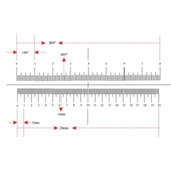 Stage micrometer double scale 0.8"/ 160 divisions and 20 mm/ 200 divisions KR898